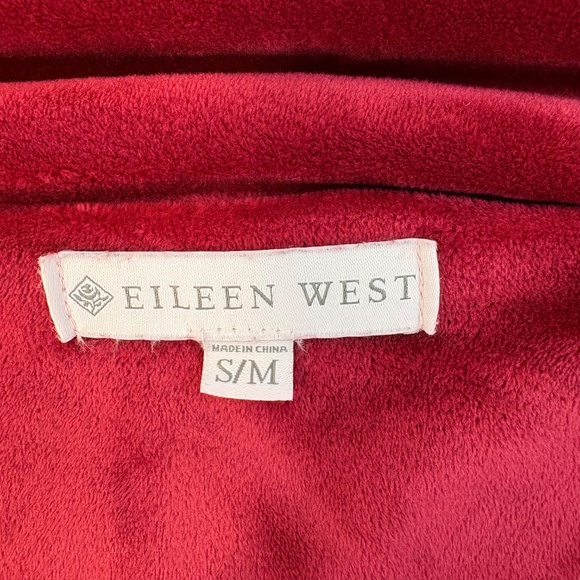 Eileen West Burgundy Red Velour Zip Robe - S/M - Picture 8 of 15